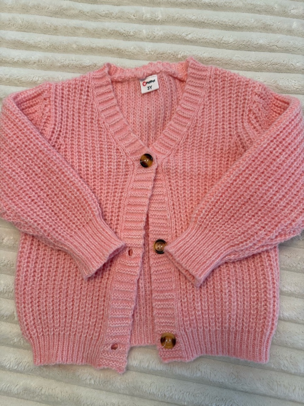 PatPat Pink Knit Button-Up Cardigan